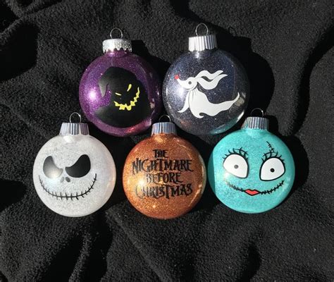 Set Of 5 Nightmare Before Christmas Personalized Glitter Etsy Vinyl