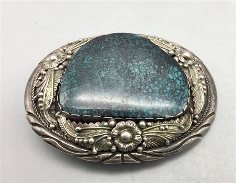 Vintage Large Stone Turquoise Belt Buckle