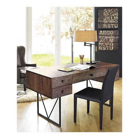 Hendrix Desk Crateandbarrel Modern Home Office Desk Leather Side