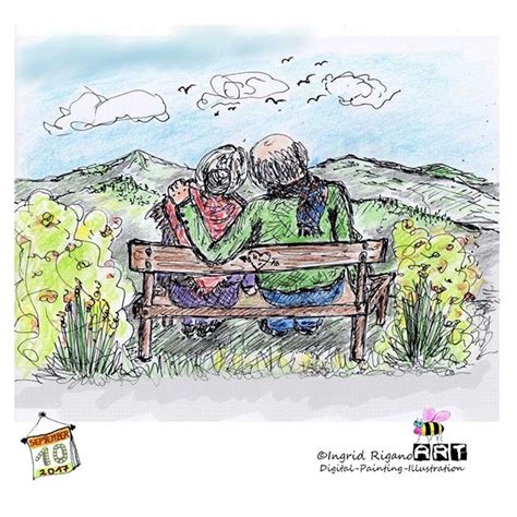 Oma Und Opa Sitzen Auf Ihrer Lieblingsbank Und Erfreuen Sich An Der Schönen Landschaft
