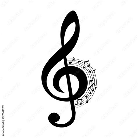 Music Notes Treble Clef Musical Design Vector Illustration Stock