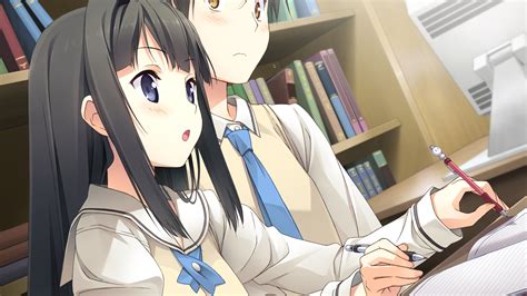 Wallpaper Anime Cartoon Black Hair School Couple Kantoku Your