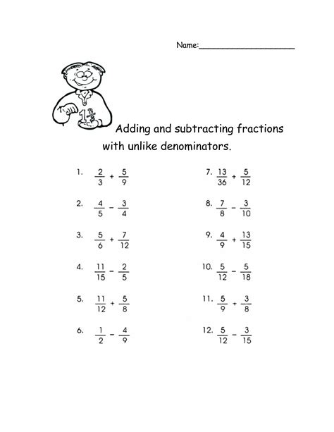 Adding fractions rule implies to addition of fractions having same denominator and as well as adding fractions with different denominators. Adding And Subtracting Fractions With Like And Unlike ...