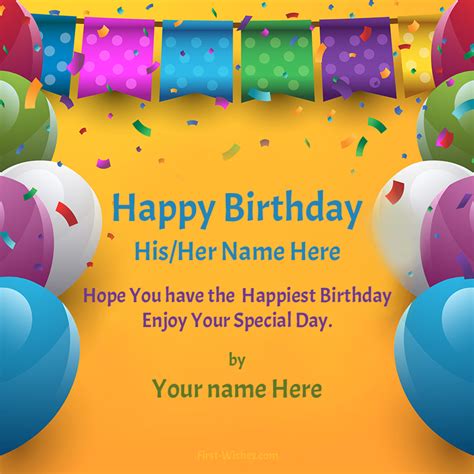 Make your own personalized business cards with our online business card maker. Online Birthday Greeting Card Maker With Name | First Wishes