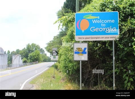 Welcome To Georgia Sign At Lookout Mountain On State Route 193 Stock