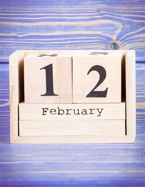 February 12th Date Of 12 February On Wooden Cube Calendar Stock Photo