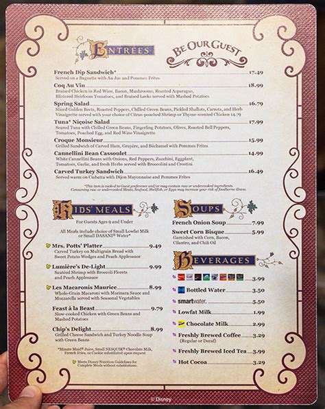 Review New Lunch Menu At Be Our Guest Restaurant Disney Tourist Blog