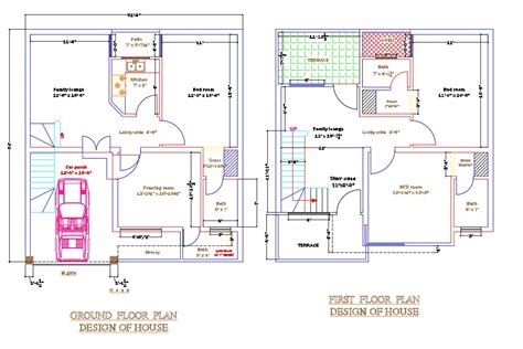 Marla House Plan With 3 Bedrooms Cadbull