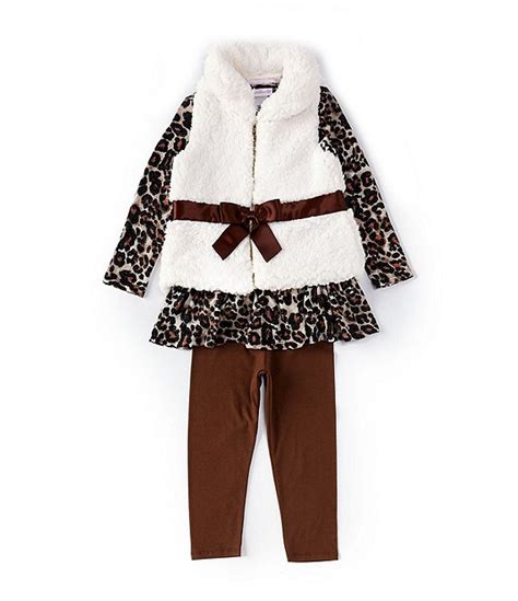 Bonnie Jean Little Girls 2t 6x Sleeveless Faux Fur Vest Long Sleeve