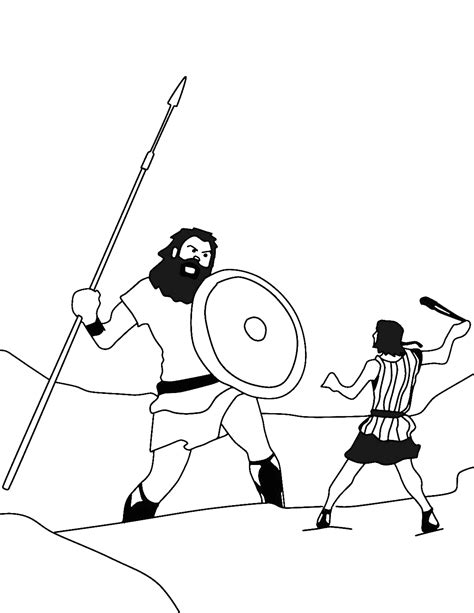 David Calls Goliath To Fight Coloring Page Free Printable Coloring