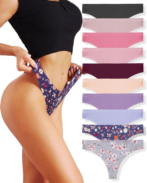 Finetoo Seamless Thongs For Women Breathable Low Rise Panties No Show