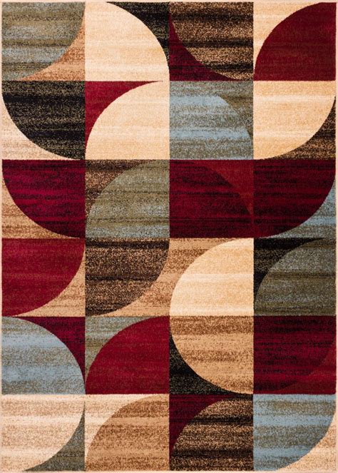 Mid Century Modern Multicolor Geometric Modern Area Rug Easy To Clean