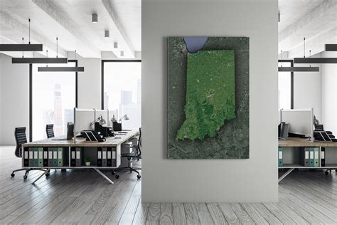 Indiana State Satellite Map 2022 Canvas Wrap