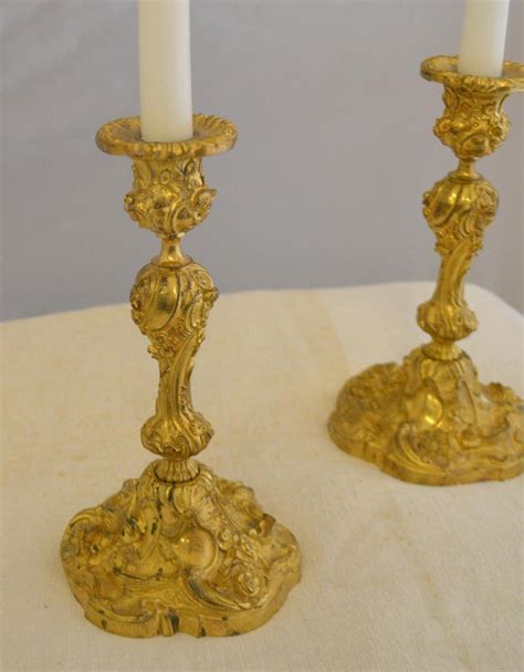 Pair Of Gilded Bronze Candlesticks At 1stdibs