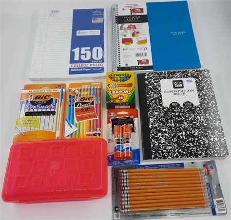 Back To School Supplies Essentials Bundle 9 Items Pencils Paper Erasers