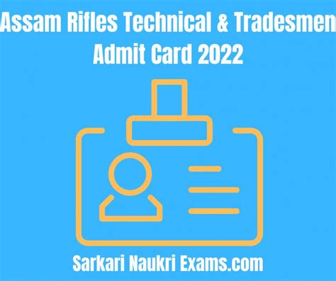 Assam Rifles Technical Tradesmen Admit Card Exam Date