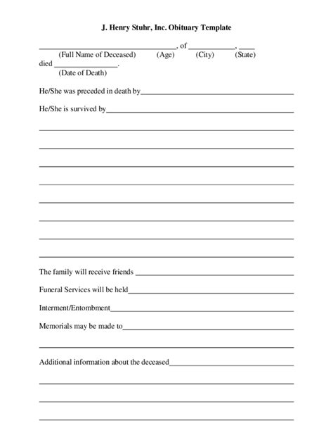 Funeral Obituary Template 5 Free Templates In Pdf Word