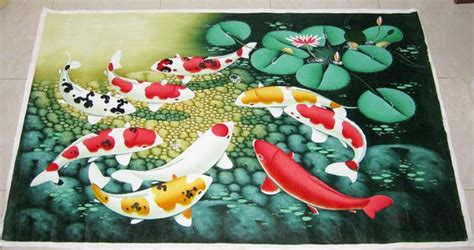Jual Lukisan Feng Shui Ikan Koi 9 Pembawa Keberuntungan Ukuran 135x80