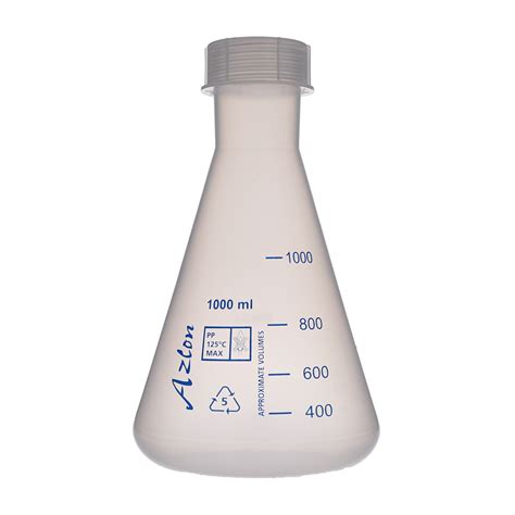 A328997 Azlon® Polypropylene Conical Flask With Screw Cap 1000ml