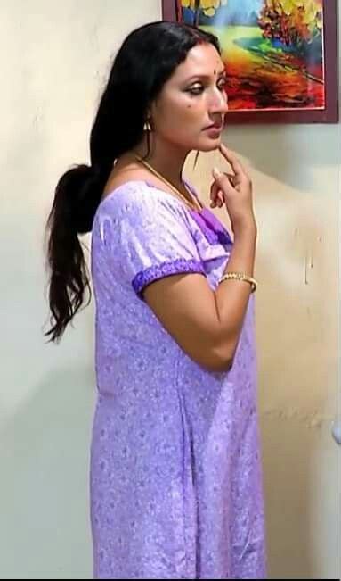 Indian Tamil Mature Aunty In Blue Nighty Looking Sexy Big Pics