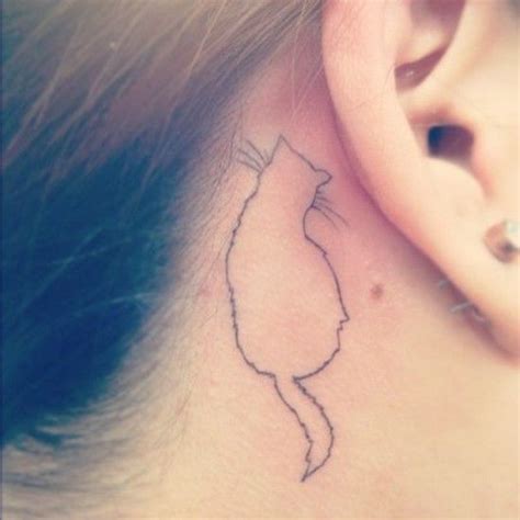 Small Cat Tattoo Behind Ear Cat Tattoo Designs Tiny Cat Tattoo Tattoos