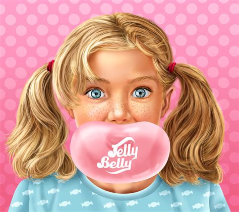 pam wall illustration jelly belly bubble gum girl