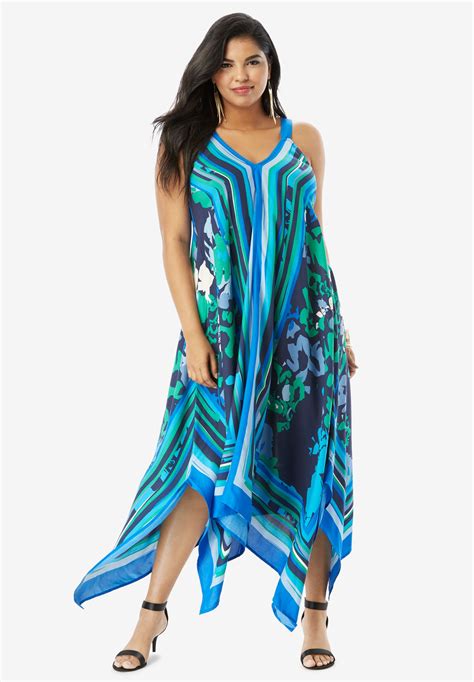 Scarf Print Maxi Dress By Denim 247 Plus Size Maxi Dresses Roamans