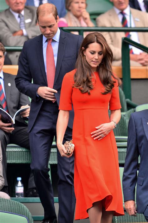 Kate Middleton In Red Lk Bennett Cayla Dress At Wimbledon July 2015