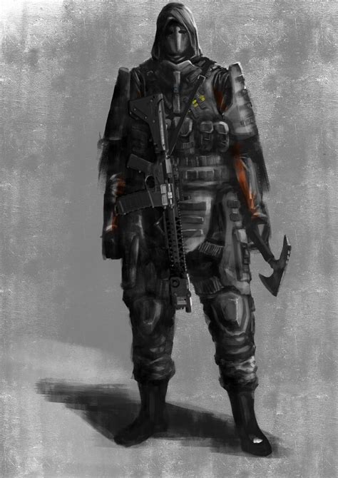 Hunter Agent The Division Raven Caine Combat Art Anime Military