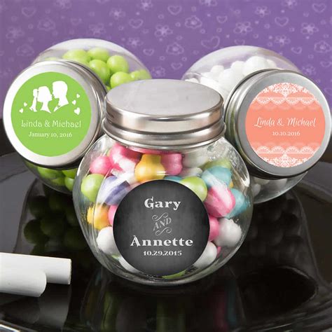 Personalized Glass Candy Jar Wedding Favors Free Rush And Custom Labels