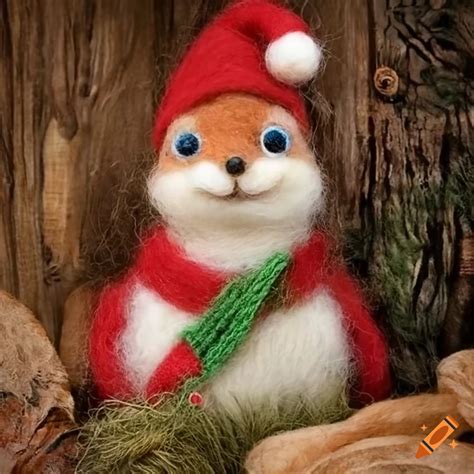 Anthropomorphic Christmas Creatures Made Of Felted Wool