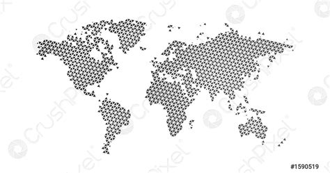 Black Halftone Triangle Dotted World Map Vector Illustration Dotted Map