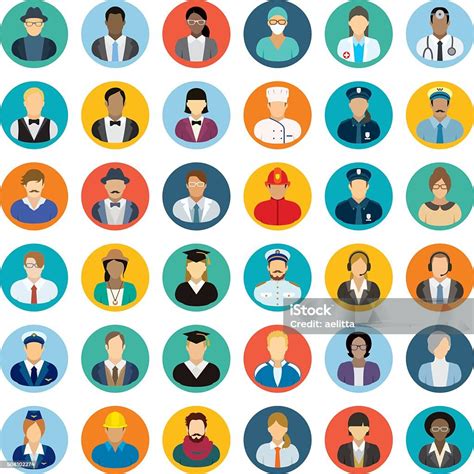 People Icon Set Different Professions Stock Illustration Download