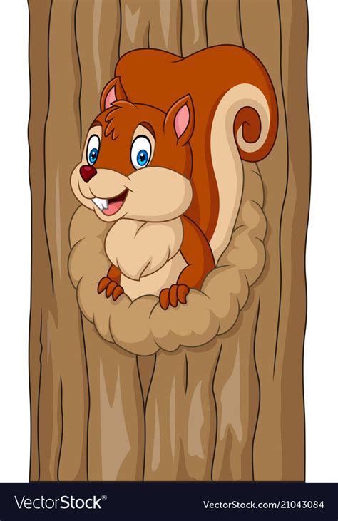Cartoon Squirrel In The Tree Hole Royalty Free Vector Image