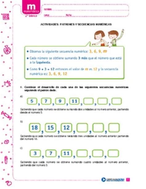 Patrones Y Secuencias Numéricas Curriculum Nacional Mineduc Chile