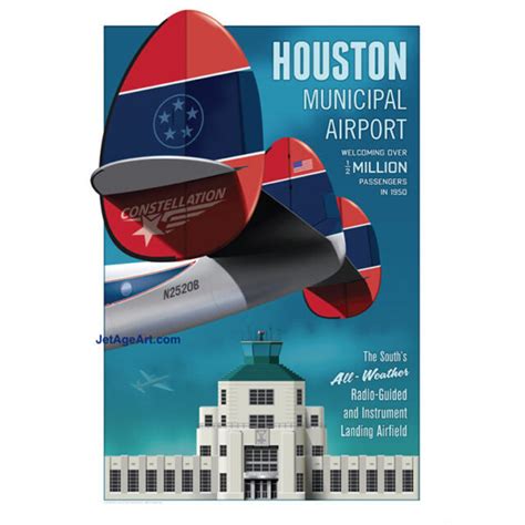 Hou Houston Airport Travel Airport Poster 14 X 20 By Chris Bidlack