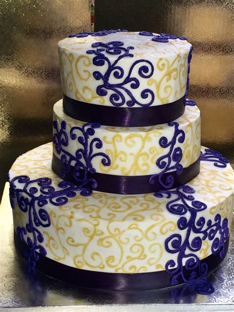 Beautiful Elegant Purple And Gold Wedding Cake From Naegelins Bakery