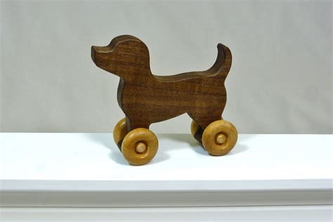 Hand Made Wooden Toy Dog Customized With Name By Three Trees Workshop