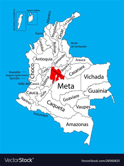 Map Region Cundinamarca Colombia Province Vector Image