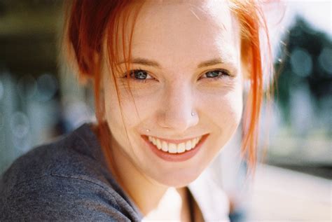 Face Women Redhead Model Portrait Blue Eyes Glasses Looking At Viewer Red Smiling