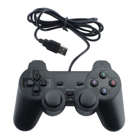 Controle Joystick Preto Usb Dual Shock Pc Computador Com Fio