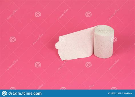 Rough Recycled White Toilet Paper On Pink Background Close Up Copy