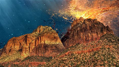 Earth Mountain Universe Photo Manipulation Warm Colors Nature Wallpapers Hd Desktop And