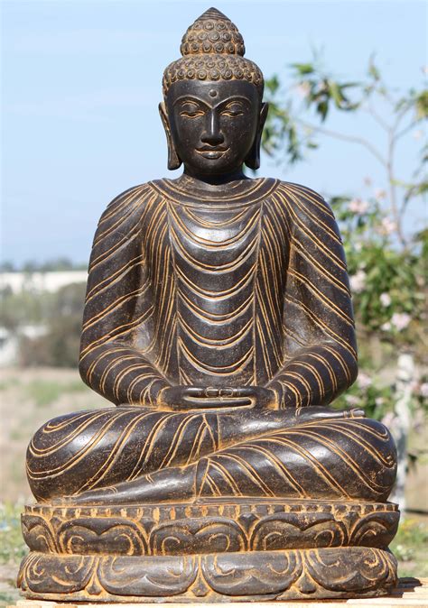 Sold Stone Dhyana Mudra Meditating Buddha 37 102ls20 Hindu Gods