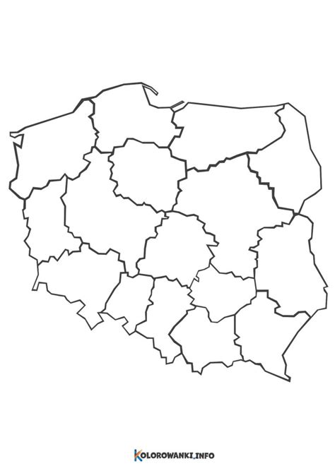 Mapa Polski Do Druku Kontury Kolorowanka Szablon Województwa