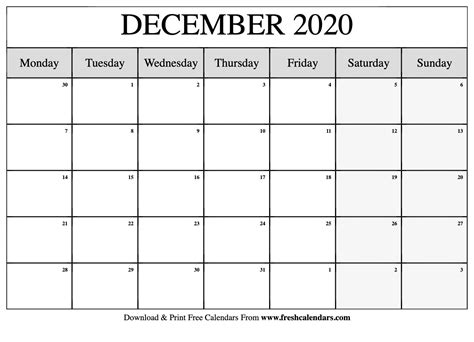 Blank Monthly Calendar Monday Start Month Calendar Printable