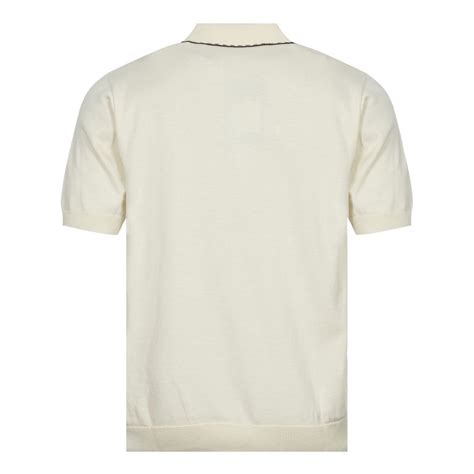 Fred Perry Cable Zip Neck Polo Shirt Ecru Aphrodite1994