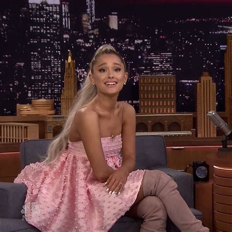 Ariana Grande In Ultra Short Pink Dress With Eva Boots On Jimmy Fallon