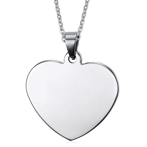 Customized Engraved Stainless Steel Heart Shaped Pendant Personalized