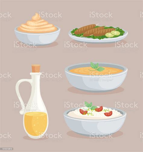Five Arabic Foods Stock Illustration Download Image Now Istock